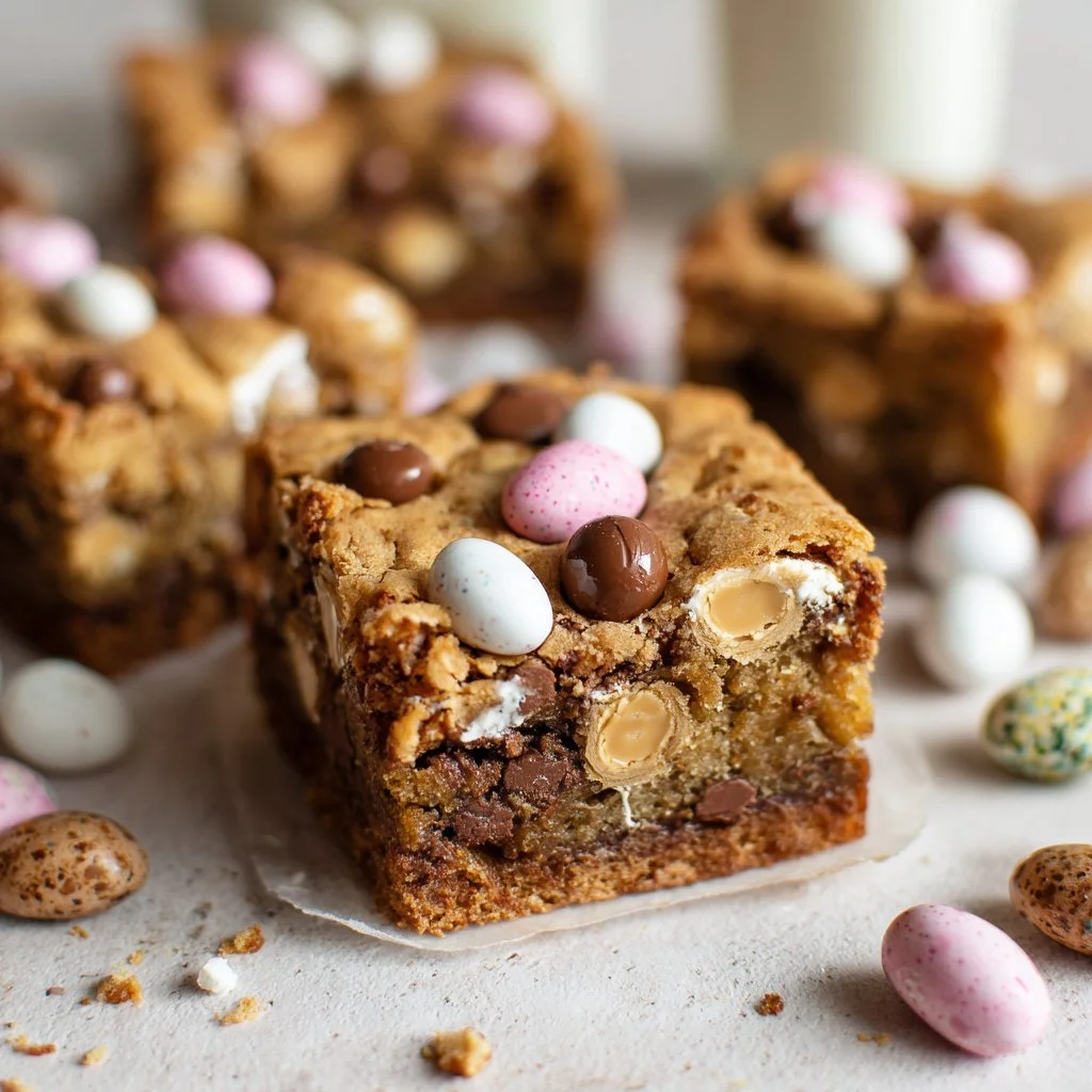 Chewy Easter Malted Cookie Bars