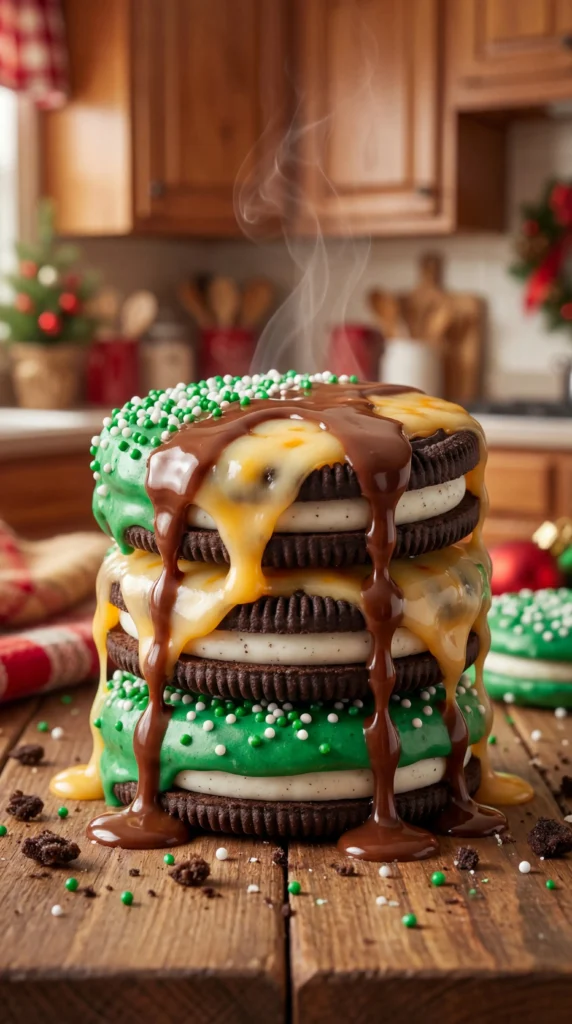 Chocolate dipped Oreos decorated with colorful sprinkles