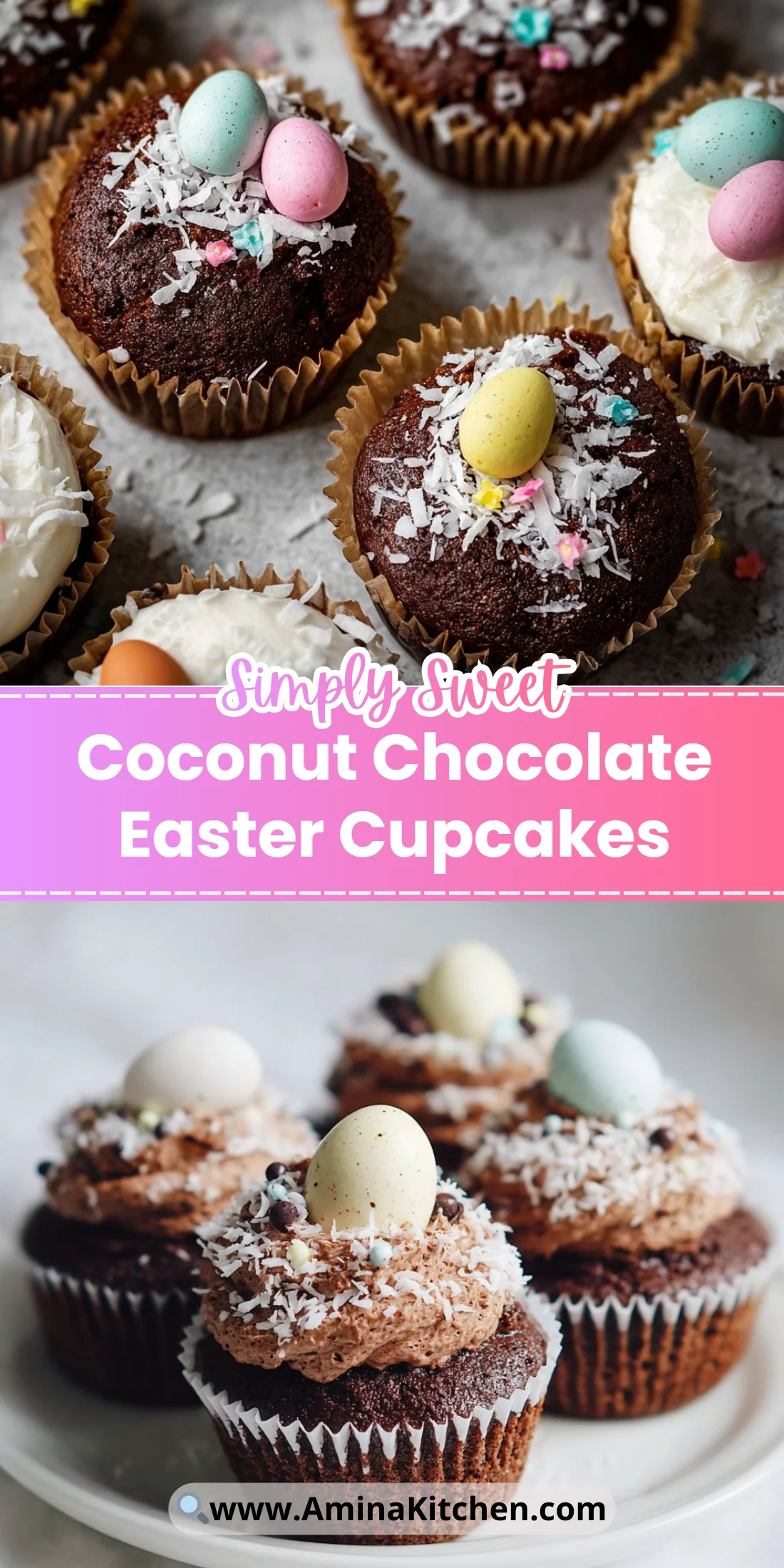 Coconut Chocolate Easter Cupcakes