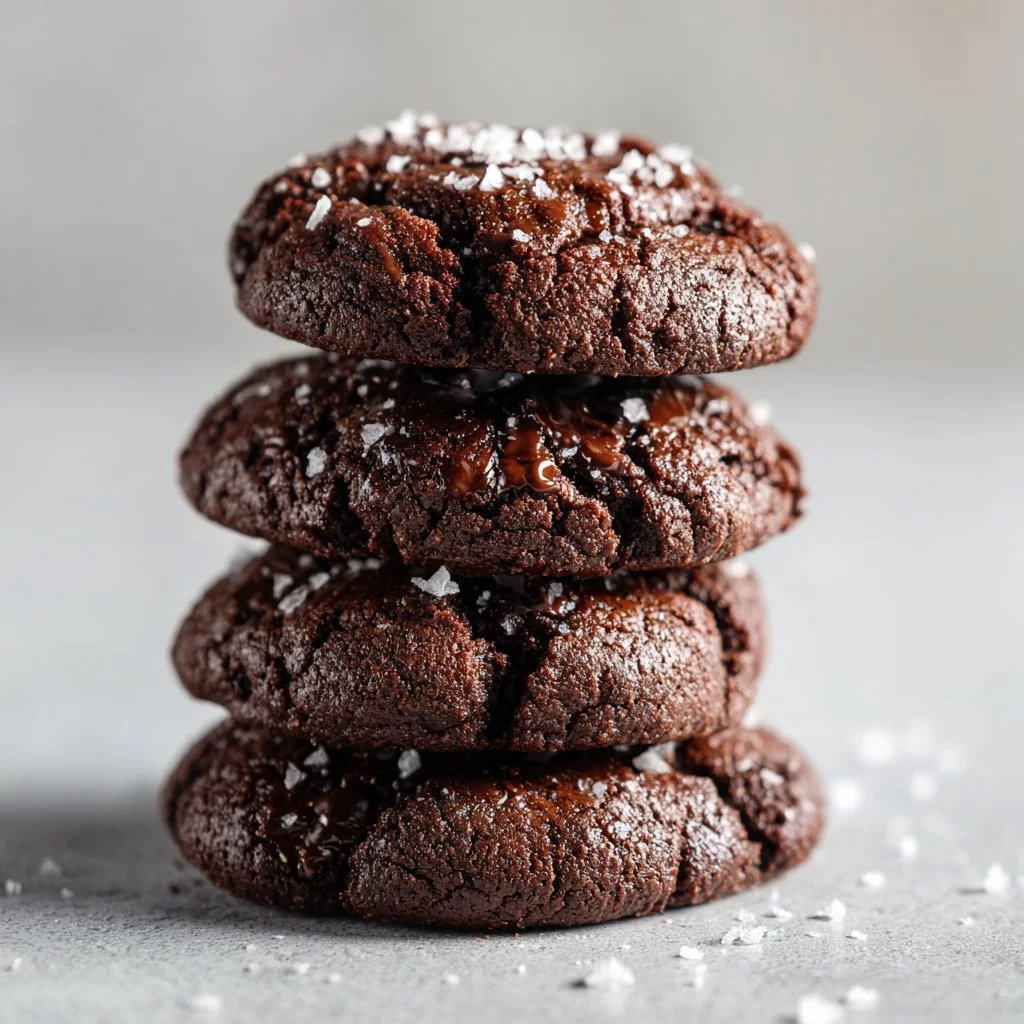 Fudgy Dark Chocolate Sea Salt Cookies