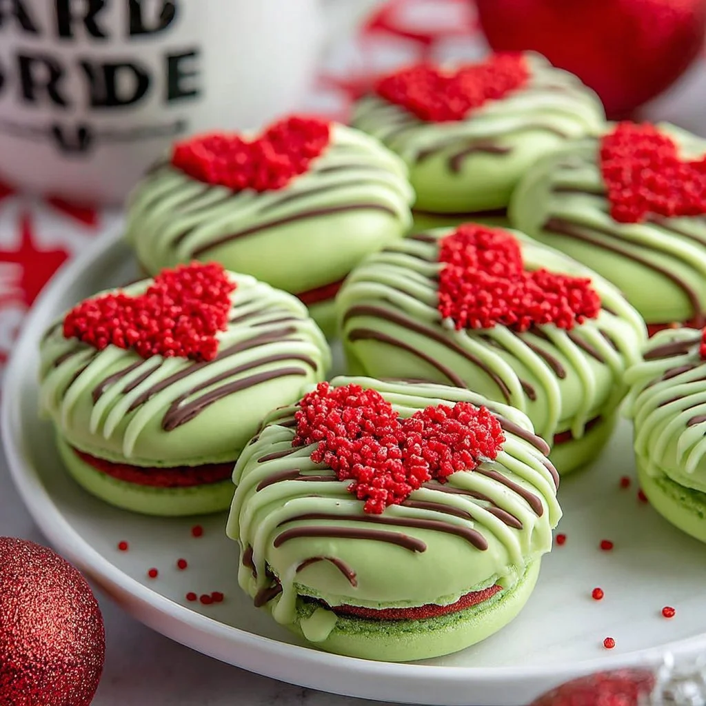 Colorful Grinch Oreos dessert for the holiday season