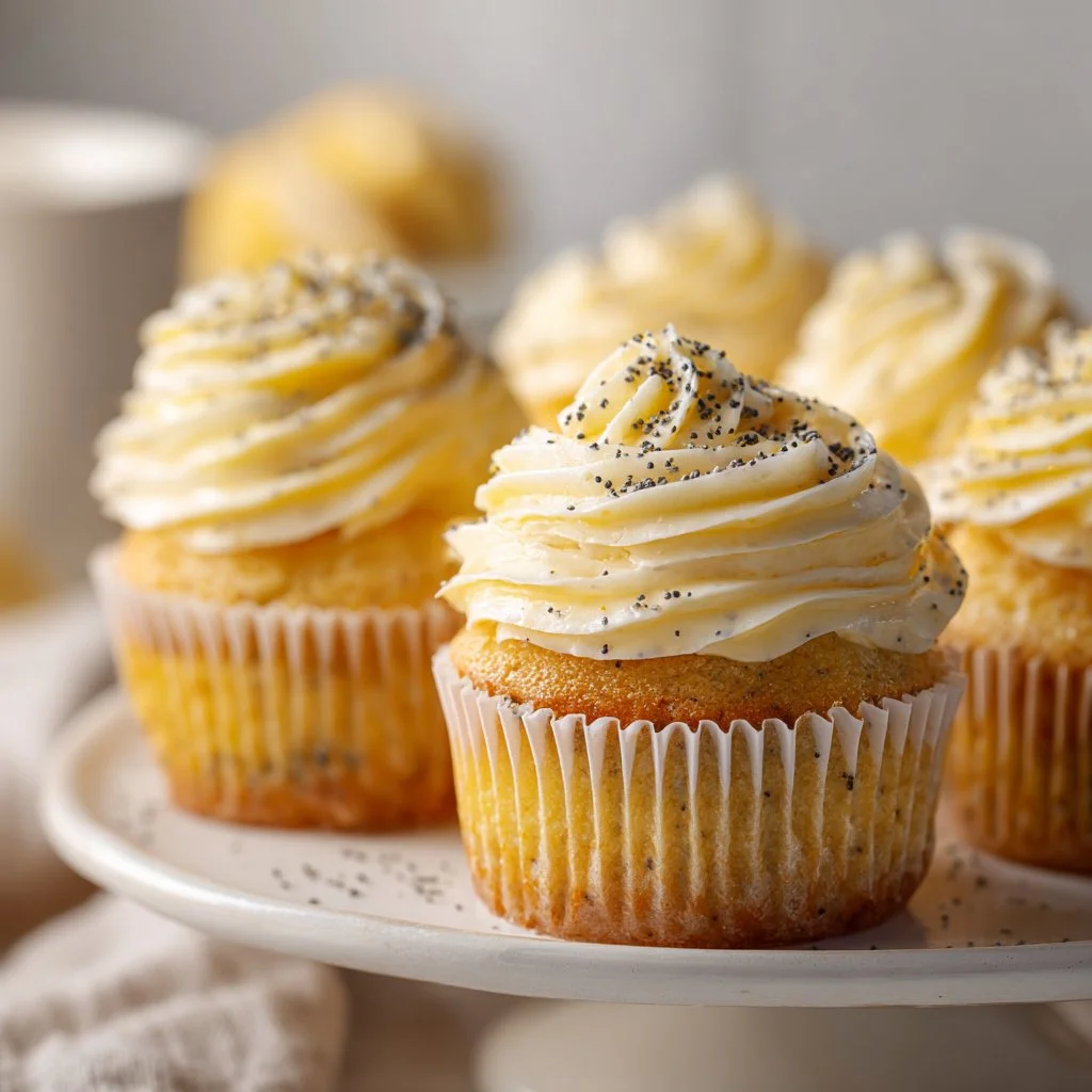 Lemon Poppy Seed Cupcakes with Lemon Curd Filling