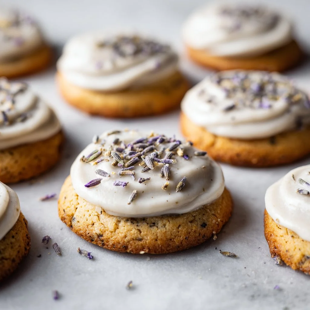 London Fog Cookies with Lavender Cream Cheese Frosting