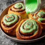 Lucky Green St. Patrick's Day Cinnamon Rolls decorated for the holiday