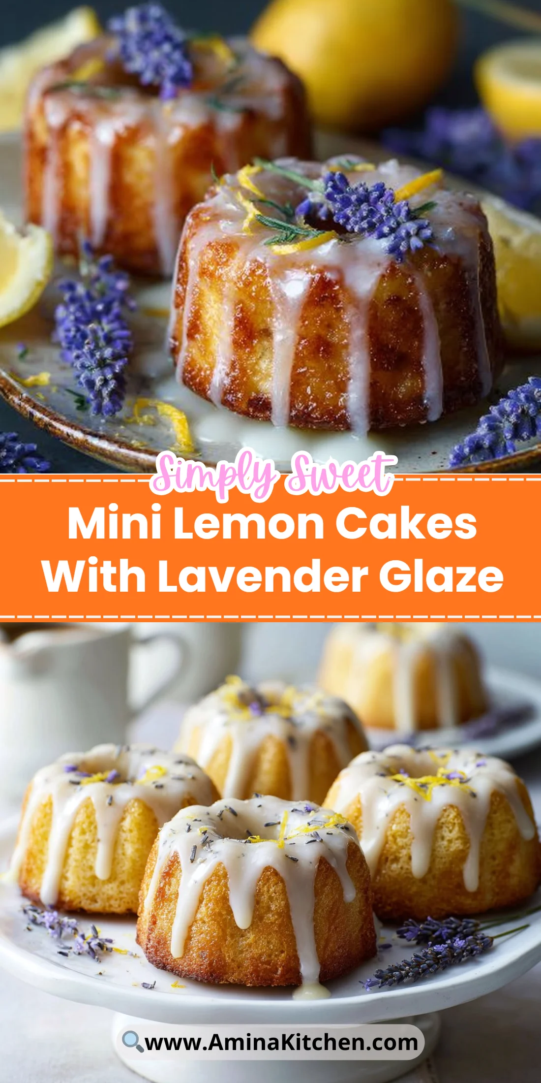 Mini Lemon Cakes With Lavender Glaze