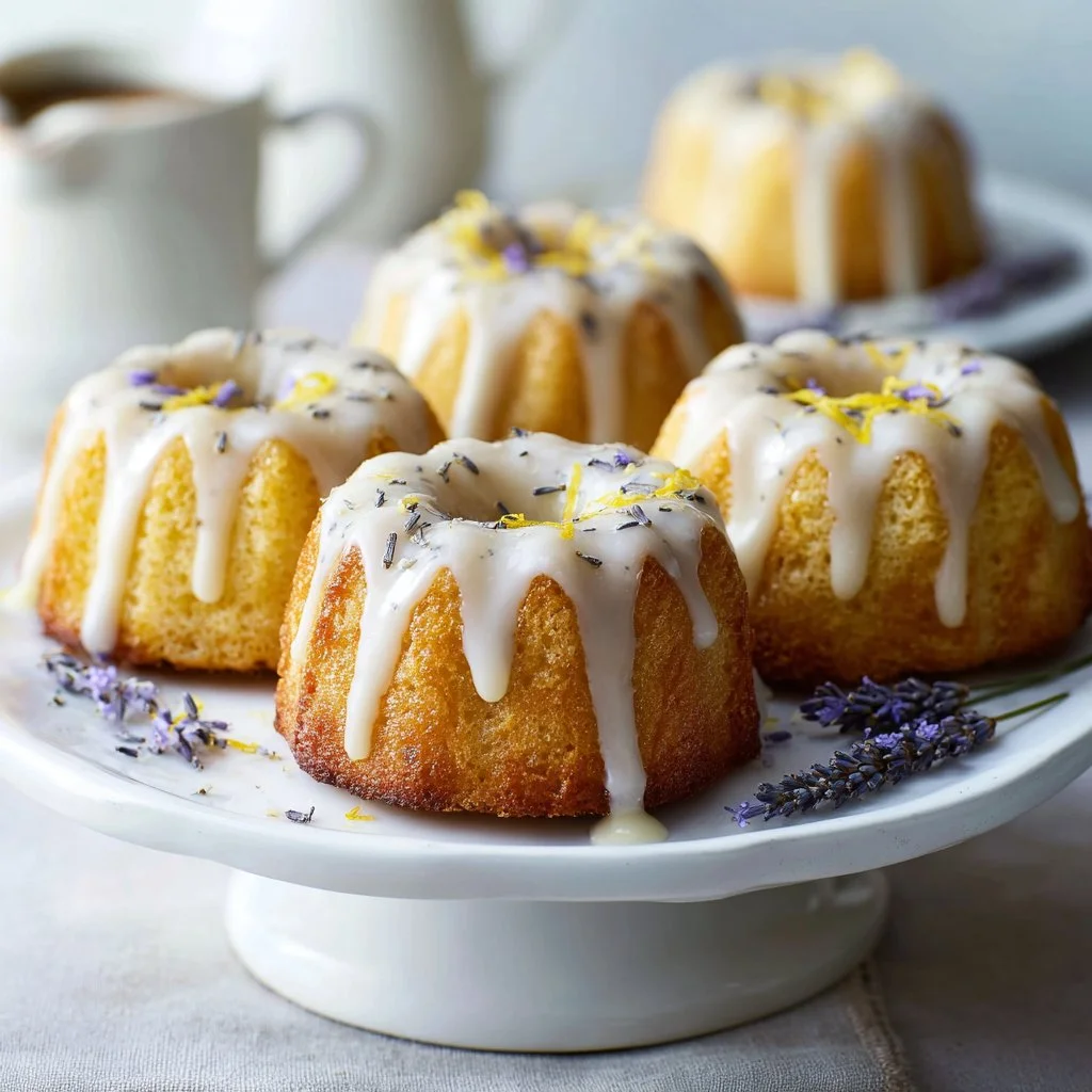 Mini Lemon Cakes With Lavender Glaze