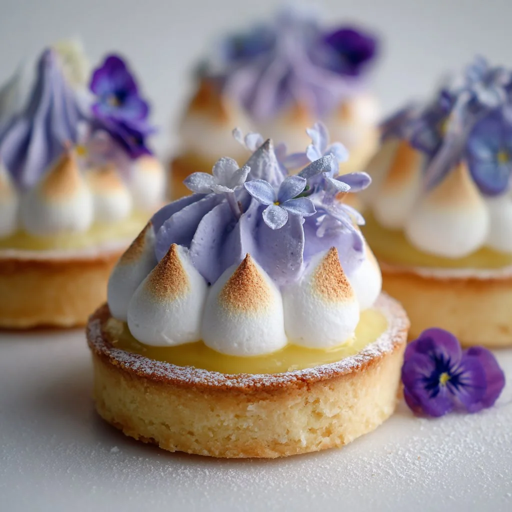 Mini Lemon Tart with Lilac Meringue: Spring Dessert