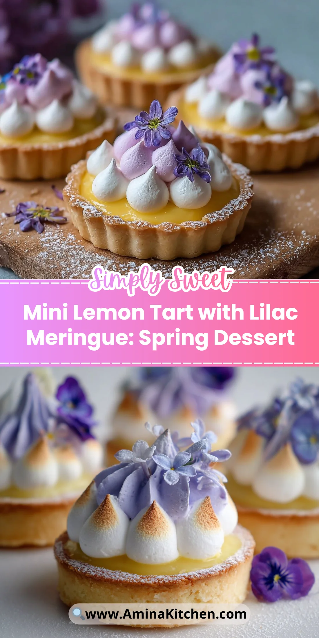 Mini Lemon Tart with Lilac Meringue: Spring Dessert