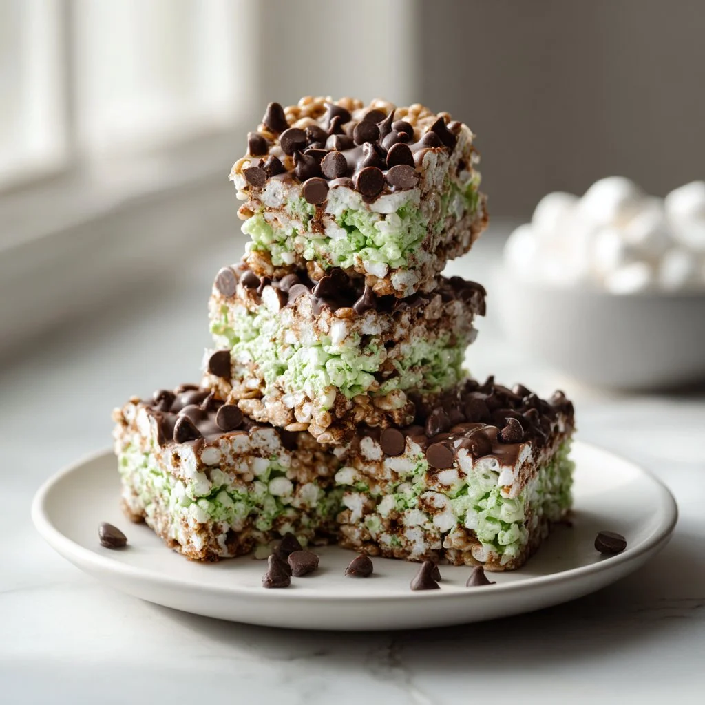 Mint Chocolate Chip Rice Krispie Treats