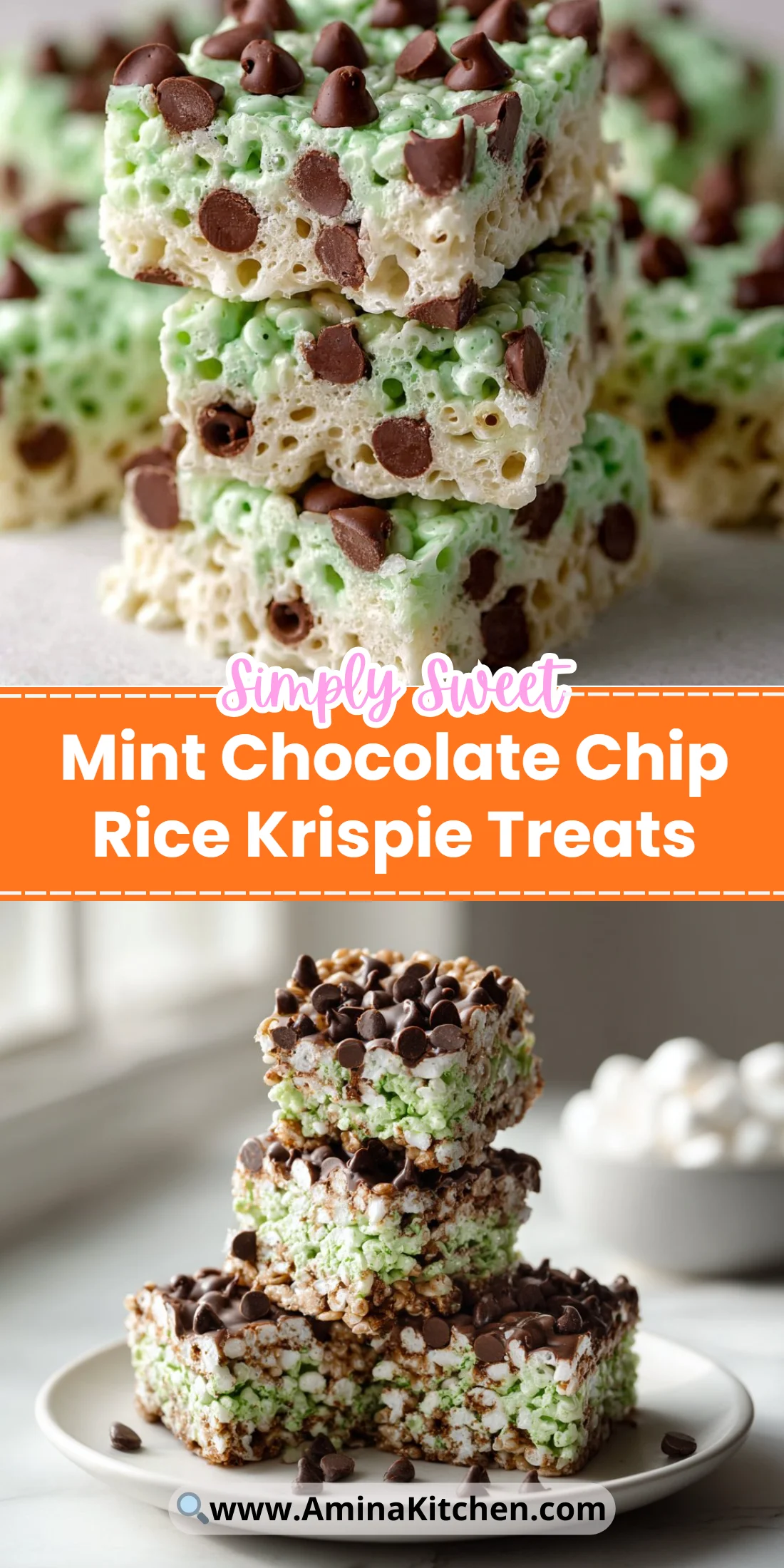 Mint Chocolate Chip Rice Krispie Treats