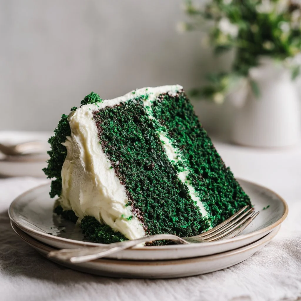 Moist Green Velvet Cake with Cream Cheese Frosting
