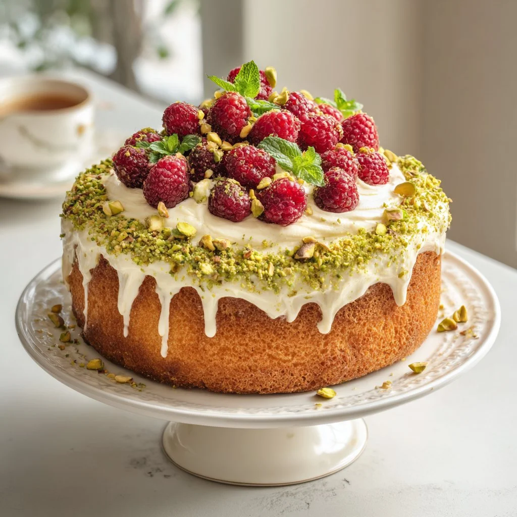 Pistachio Raspberry Cake