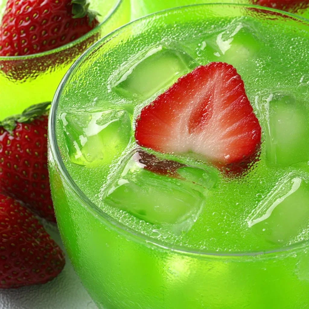 Sparkling Pineapple Limeade Punch in a glass with garnishes