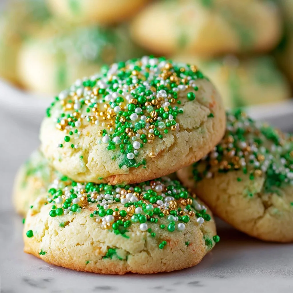 Delicious St. Patrick's Day sprinkle cookies with vibrant colors and festive decoration