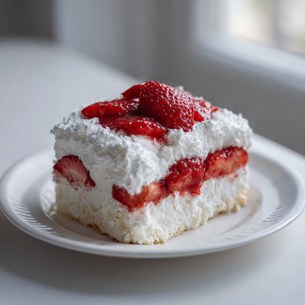 3 Ingredient No Bake Strawberry Cloud Cake
