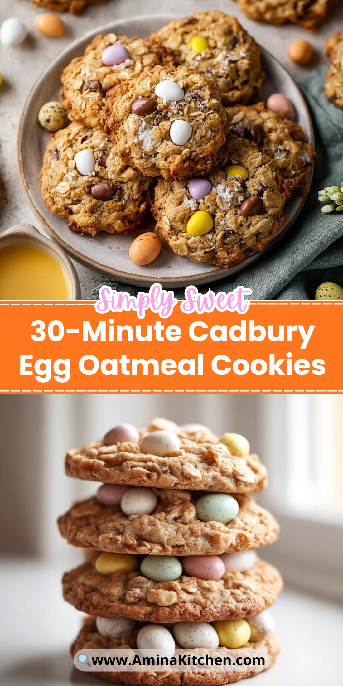 30-Minute Cadbury Egg Oatmeal Cookies