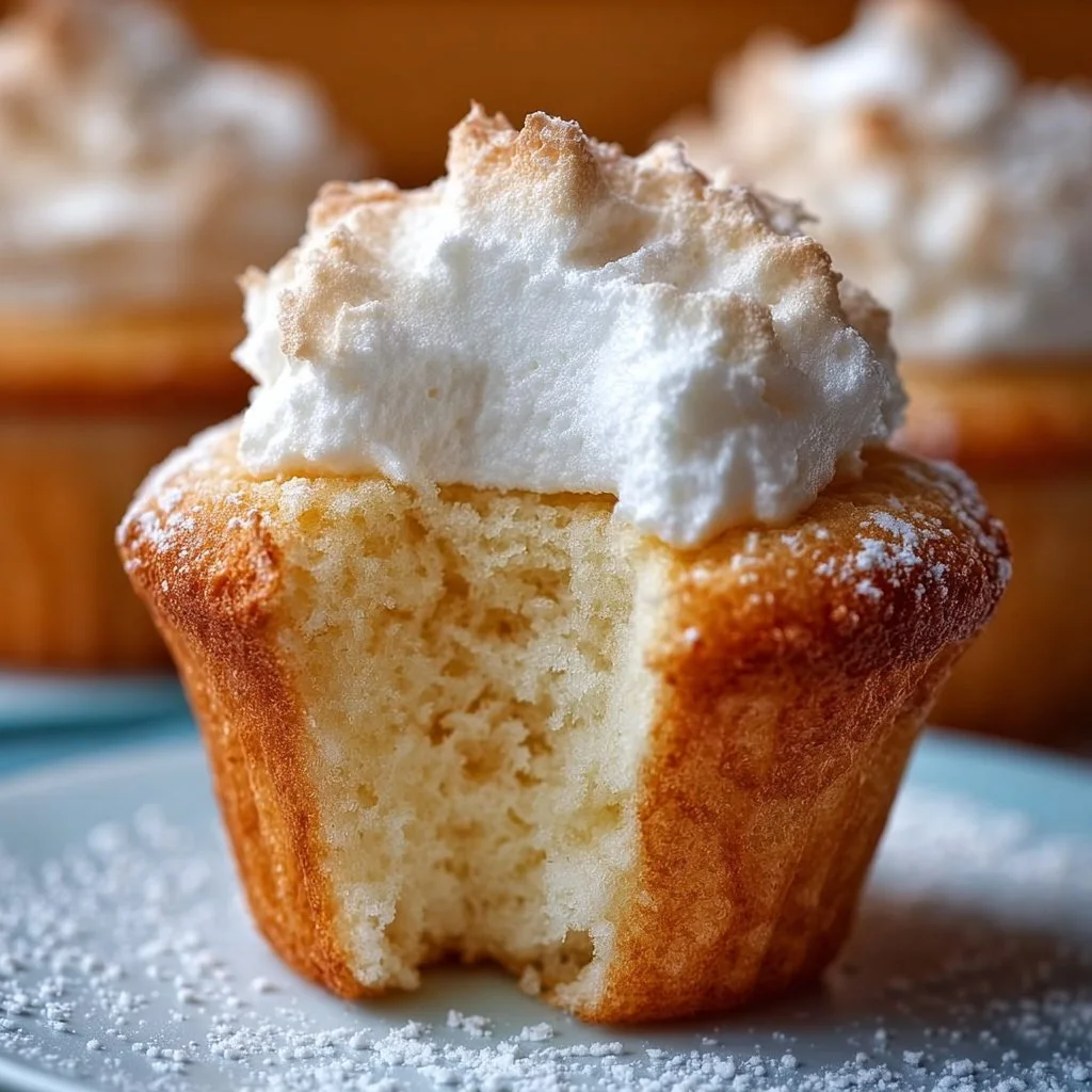 Delicious homemade Angel Food Cupcakes topped with fresh berries