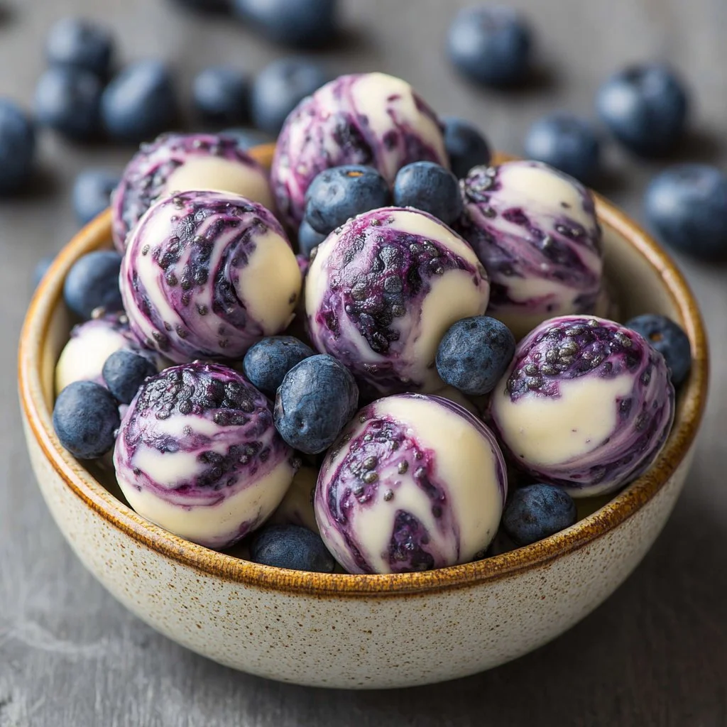 Blueberry Greek Yogurt Bites as a healthy morning snack option