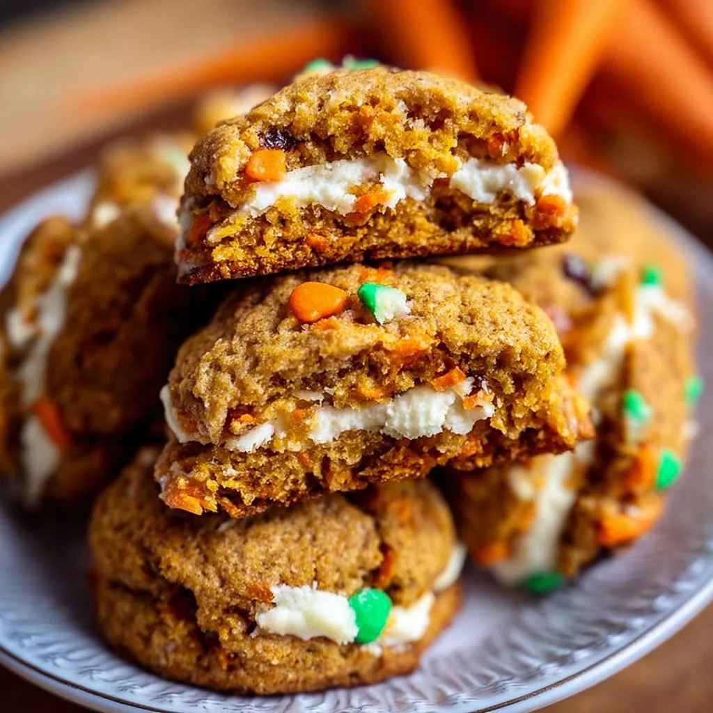 Delicious homemade Carrot Cake Cookies with cream cheese frosting