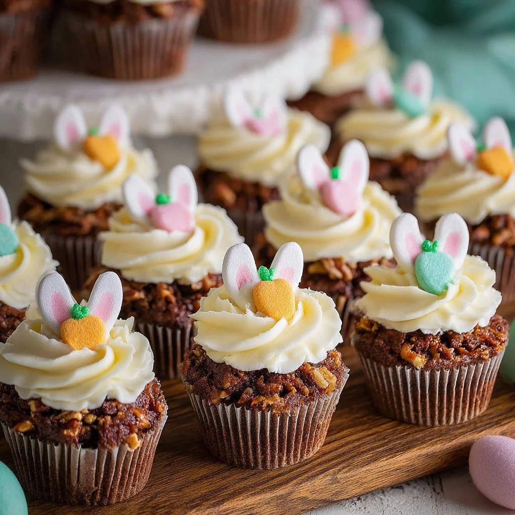 Delicious carrot cake cupcakes with creamy frosting on top