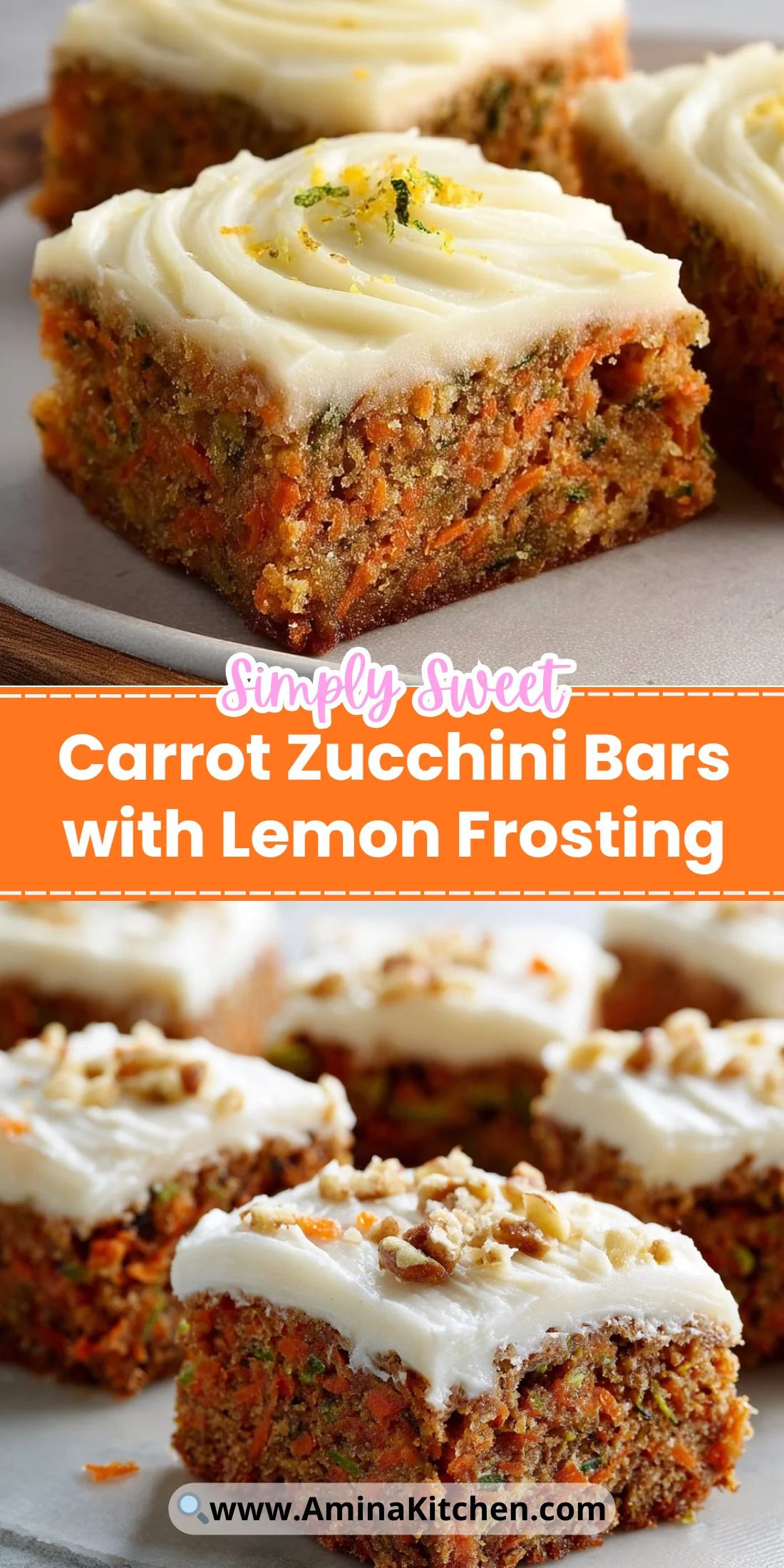Carrot Zucchini Bars with Lemon Frosting