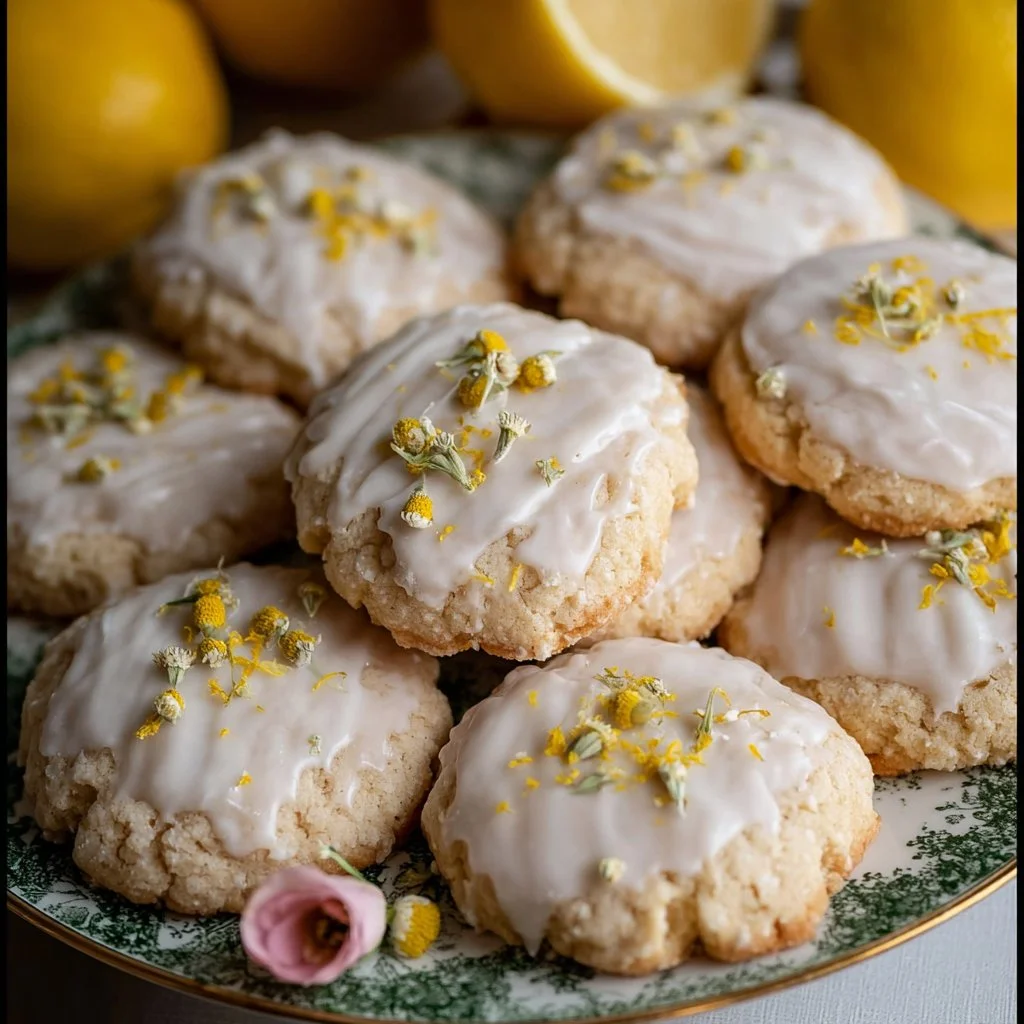 Delicious chamomile lemon cookies with a vibrant lemon glaze.