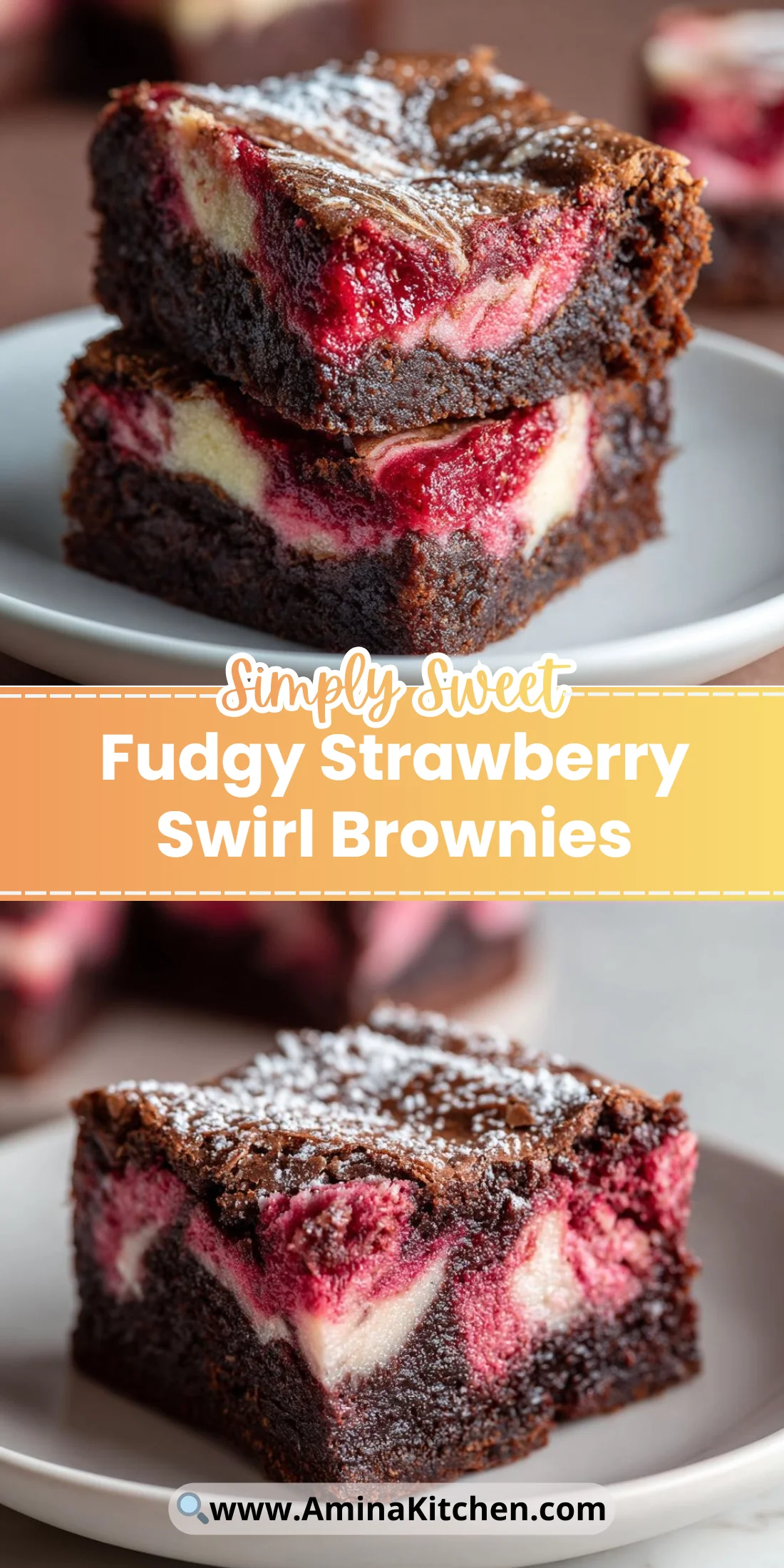 Fudgy Strawberry Swirl Brownies