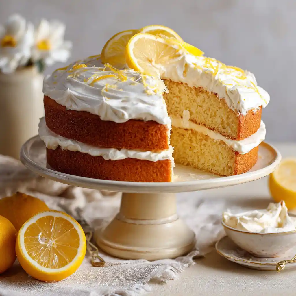 Delicious Lemon Chantilly Cake adorned with fresh citrus slices
