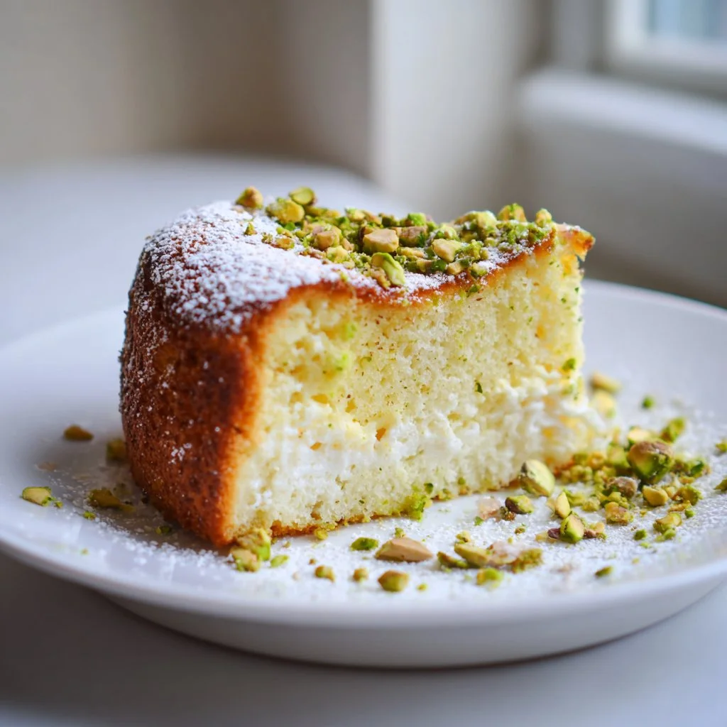 Lemon Pistachio Ricotta Cloud Cake