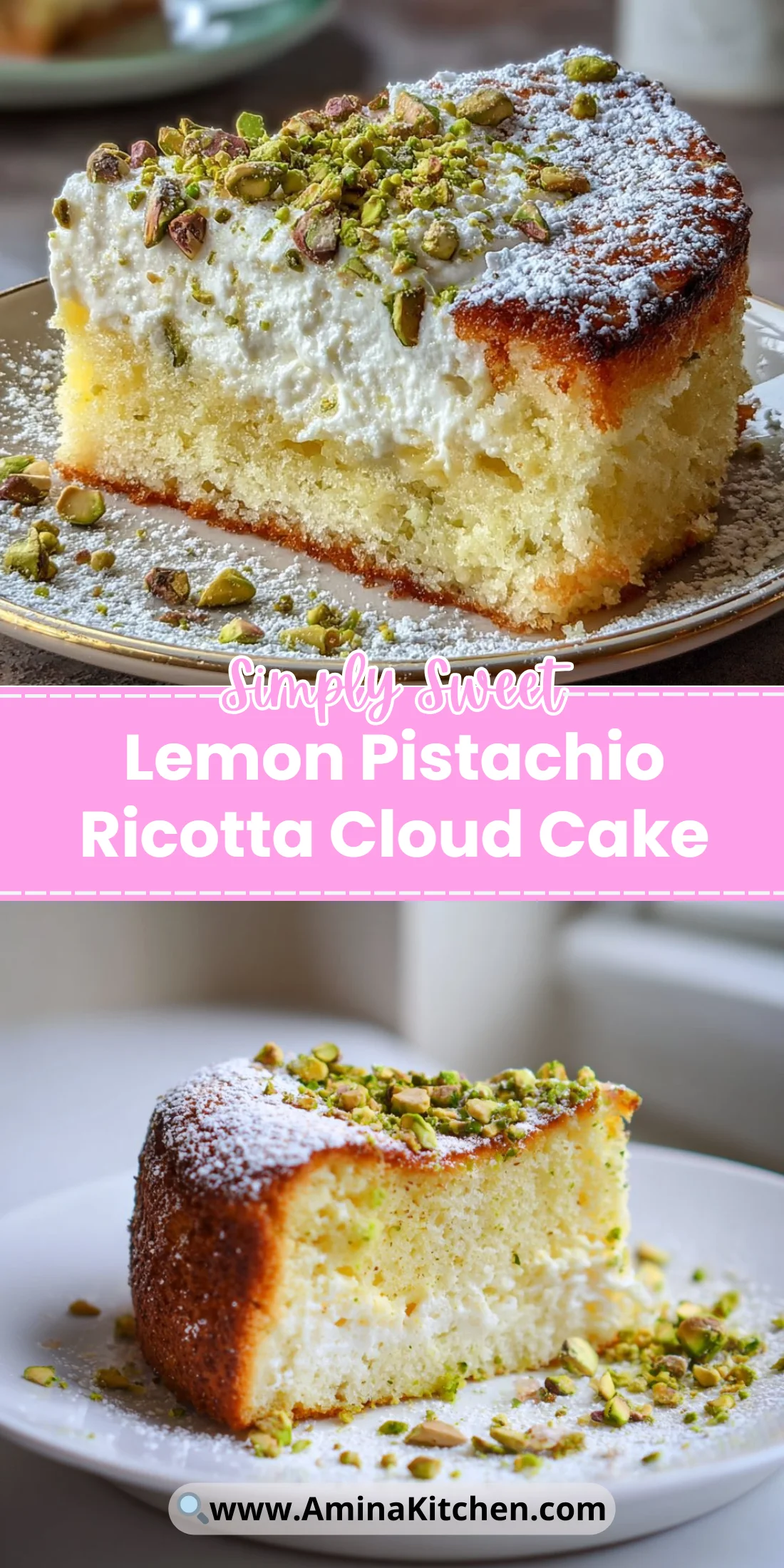 Lemon Pistachio Ricotta Cloud Cake
