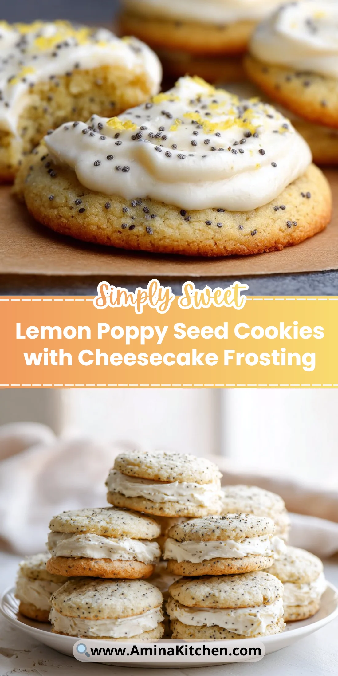 Lemon Poppy Seed Cookies with Cheesecake Frosting