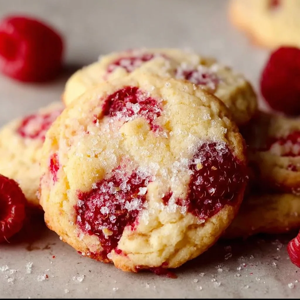 Delicious Lemon Raspberry Cookies with a citrusy flavor and vibrant raspberry pieces.