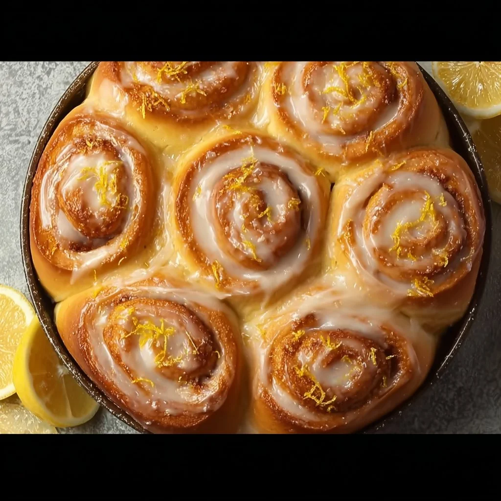 Deliciously twisted lemon rolls topped with lemon glaze