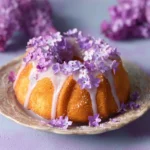 Beautifully decorated lilac Bundt cakes ready to serve at a special celebration