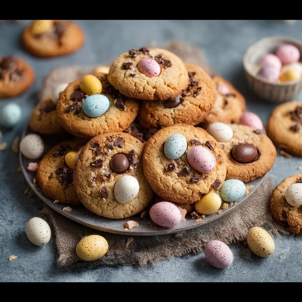 Delicious Mini Egg Cookies freshly baked with colorful mini eggs
