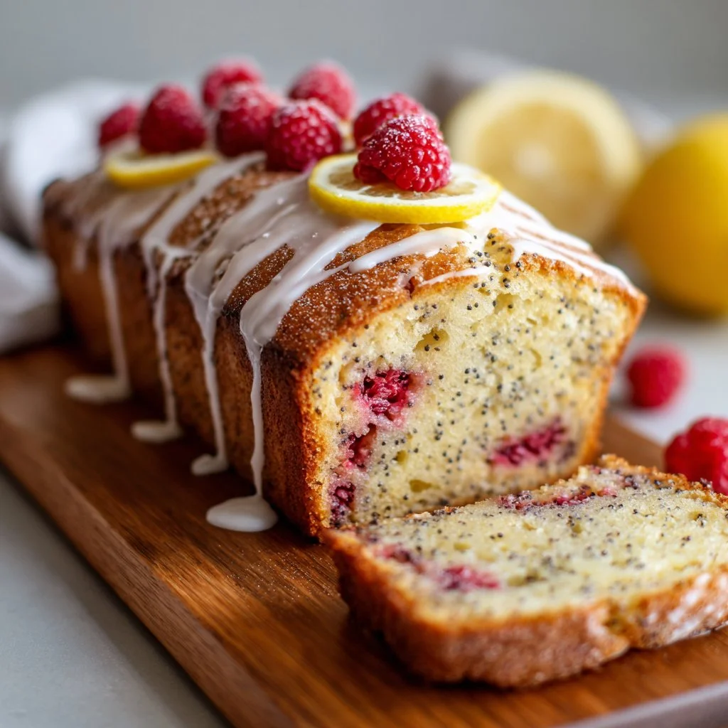 Raspberry Lemon Poppyseed Loaf Cake