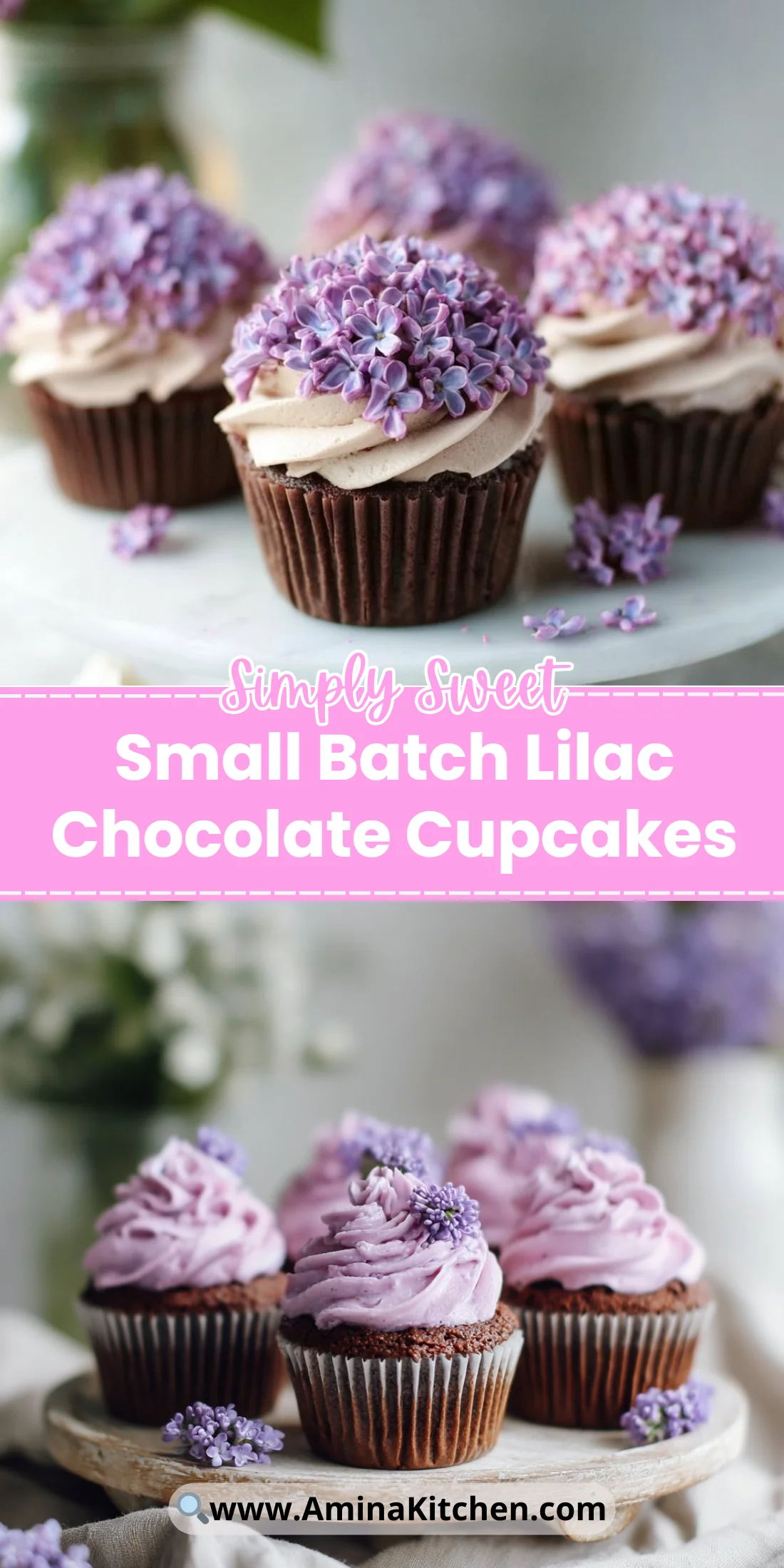Small Batch Lilac Chocolate Cupcakes