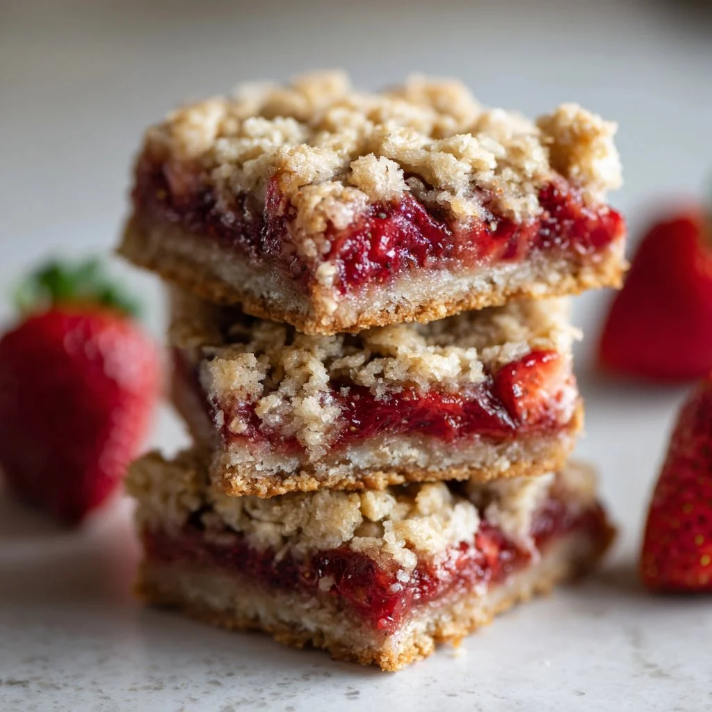 Strawberry Oatmeal Crumble Bars