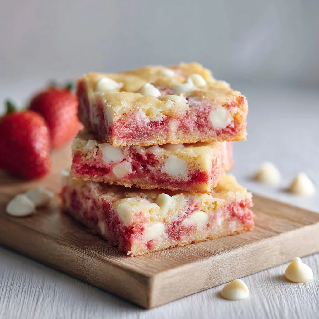 Strawberry White Chocolate Gooey Bars