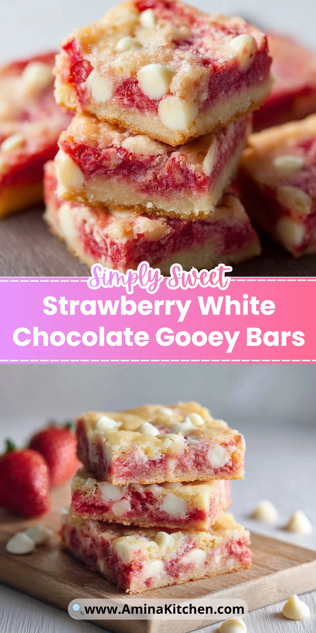 Strawberry White Chocolate Gooey Bars
