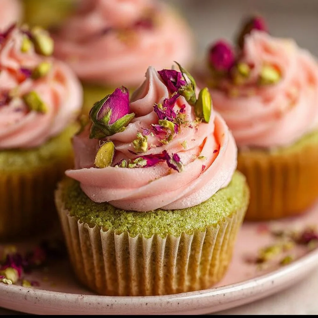 Vegan Mini Rose Cupcakes topped with floral decor, showcasing plant-based ingredients.