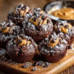 Delicious chocolate peanut butter brownie bites on a plate