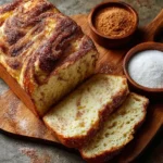 Freshly baked cinnamon sugar bread with a crispy topping and soft interior.