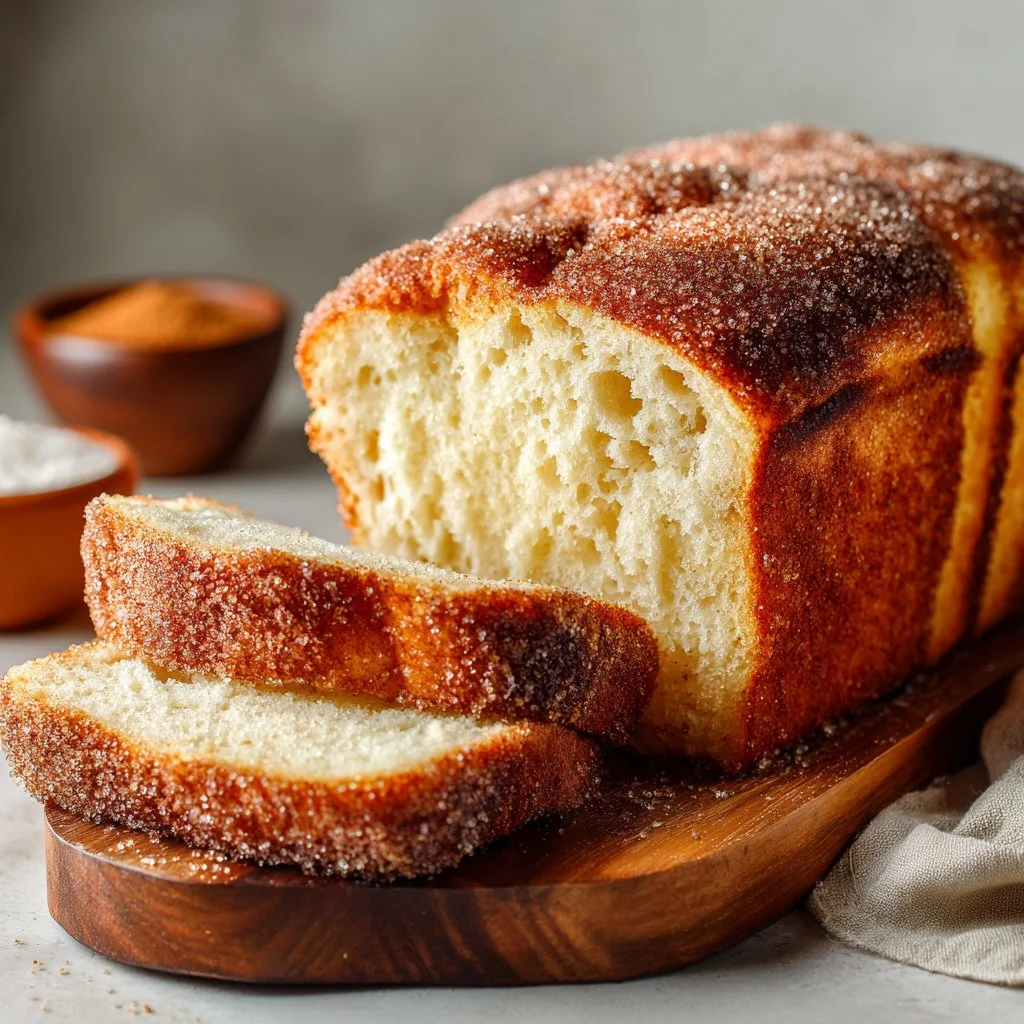 Delicious cinnamon sugar donut bread ready to be enjoyed for breakfast.