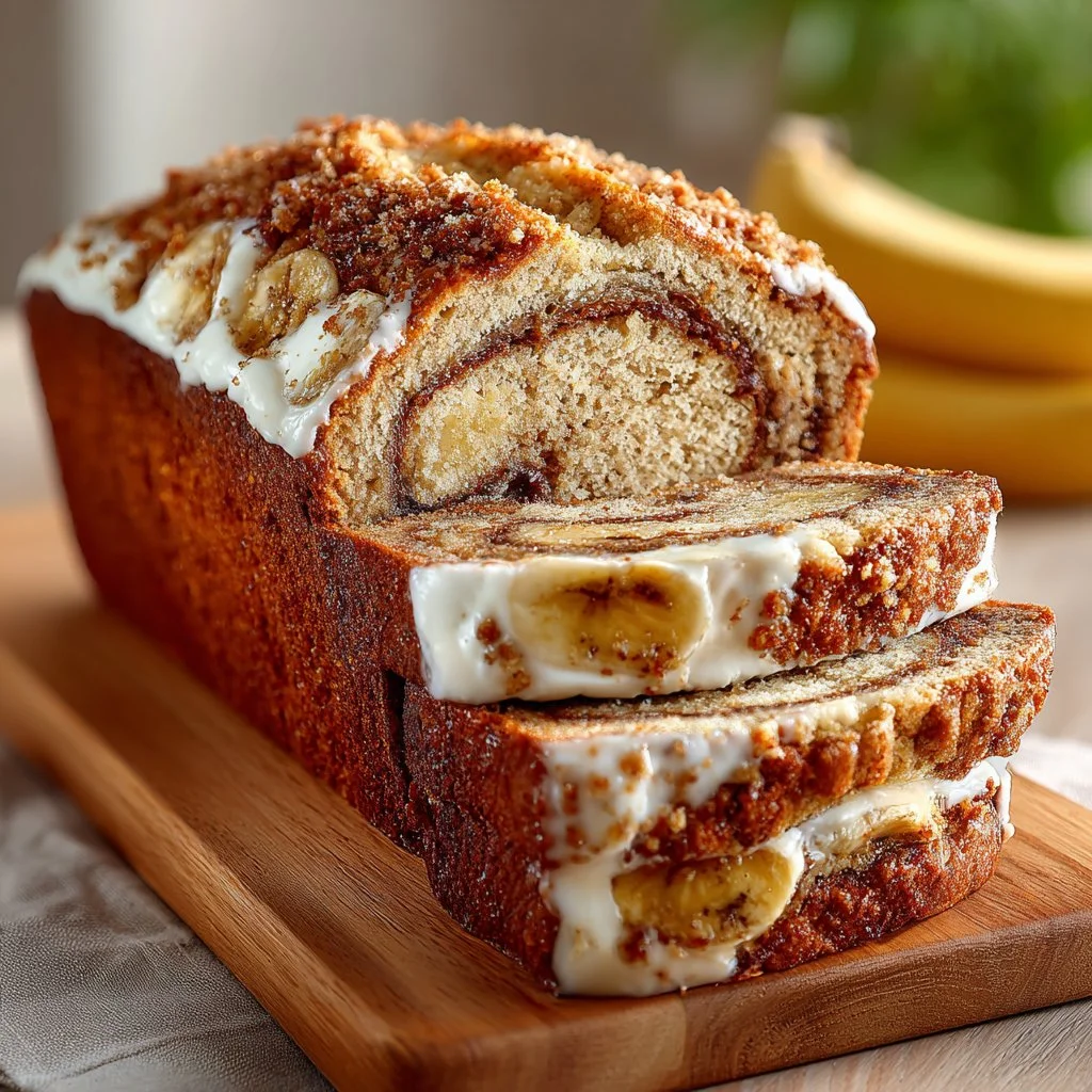 Cream Cheese Cinnamon Swirl Banana Bread
