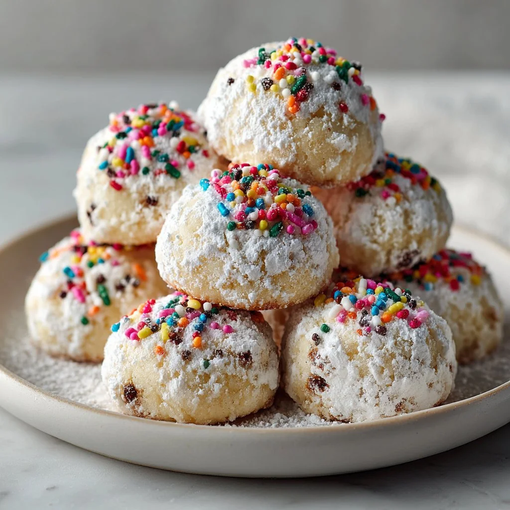 Melt-in-Your-Mouth Confetti Snowball Cookies