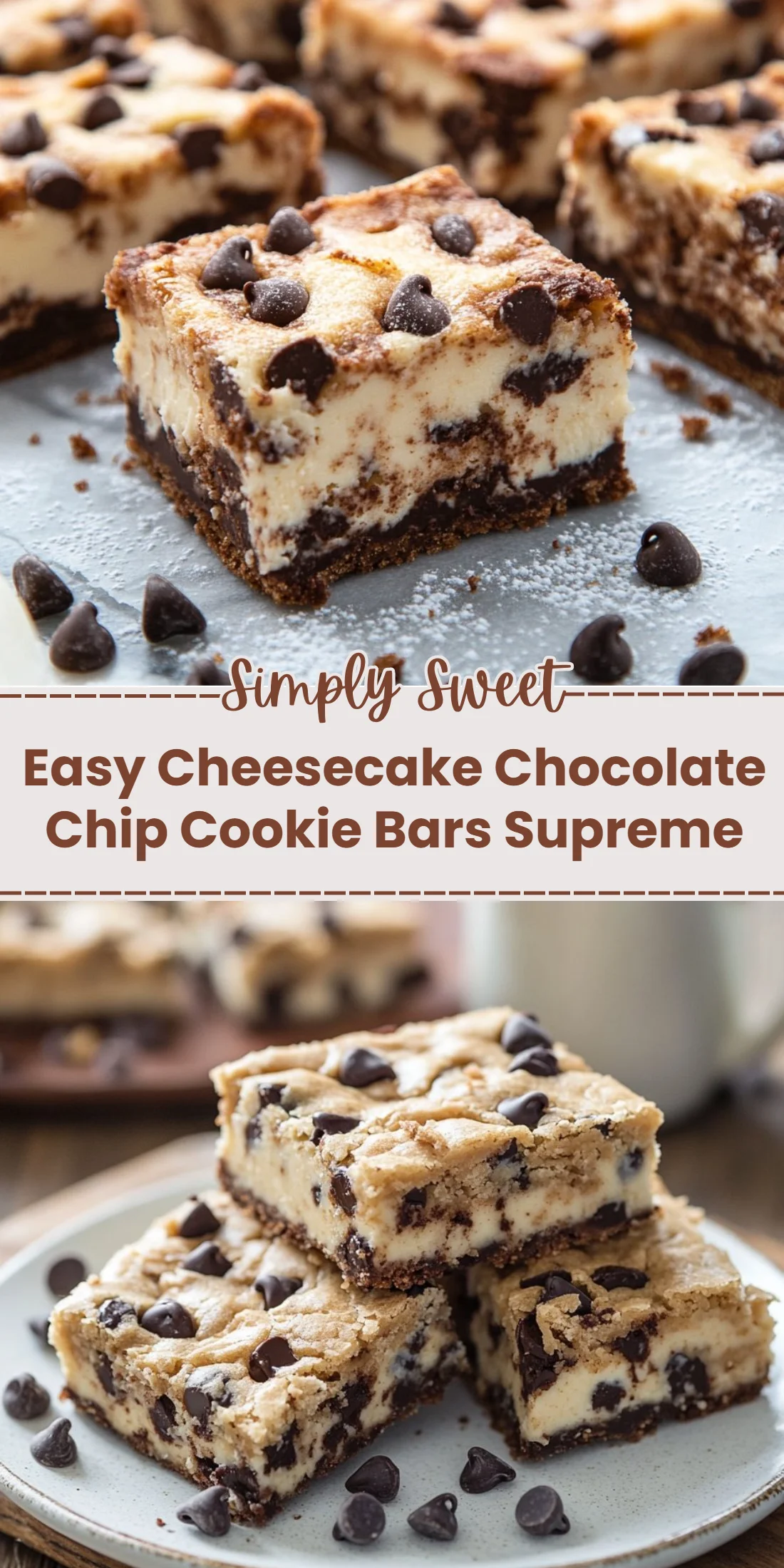 Easy Cheesecake Chocolate Chip Cookie Bars Supreme