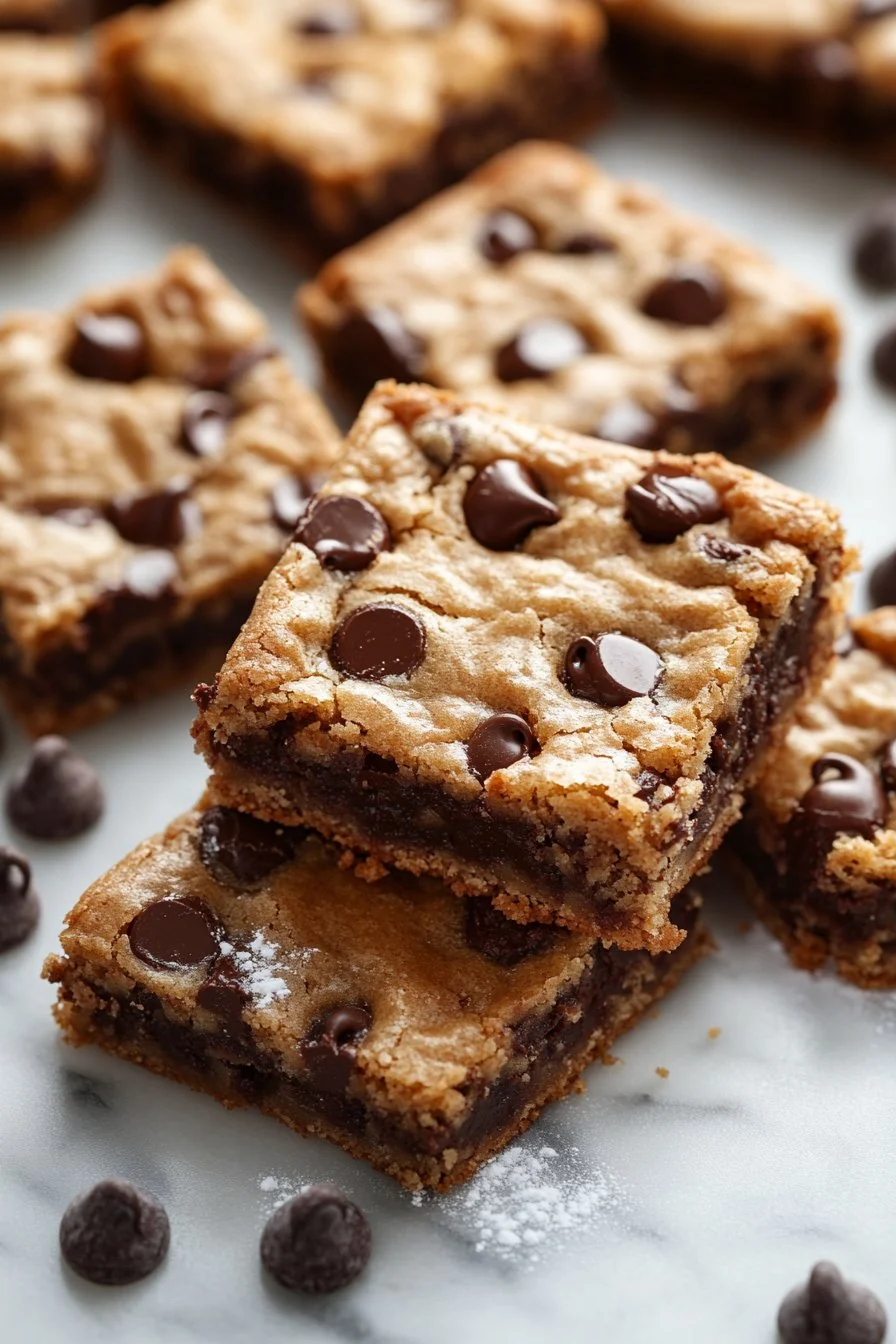 Delicious easy chocolate chip bars ready to melt in your mouth