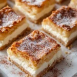 Delicious churro cheesecake bars with cinnamon sugar topping and creamy filling