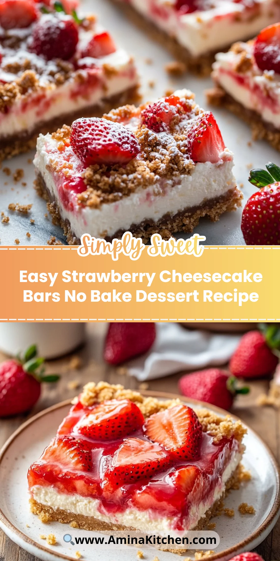 Easy Strawberry Cheesecake Bars No Bake Dessert Recipe